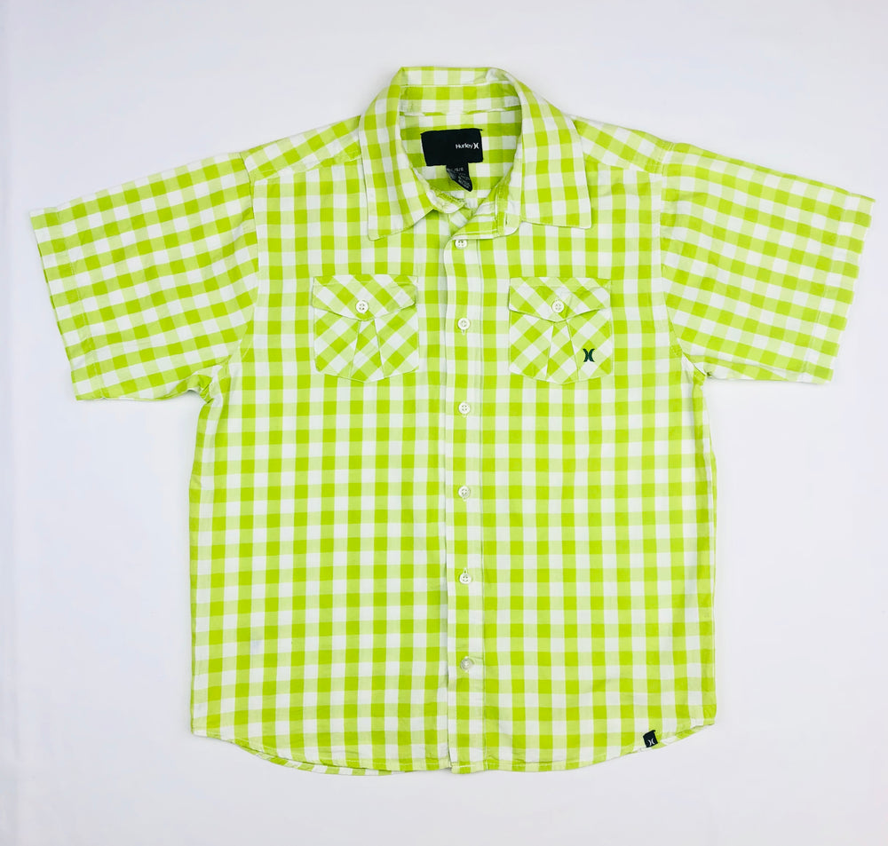 Hurley Boys Plaid Apple Green Polo Shirt