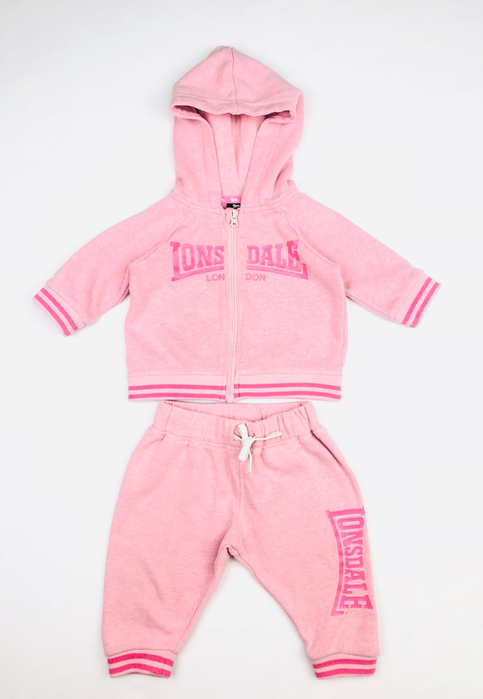 Lonsdale Girls Trackies Set Peach-Pink