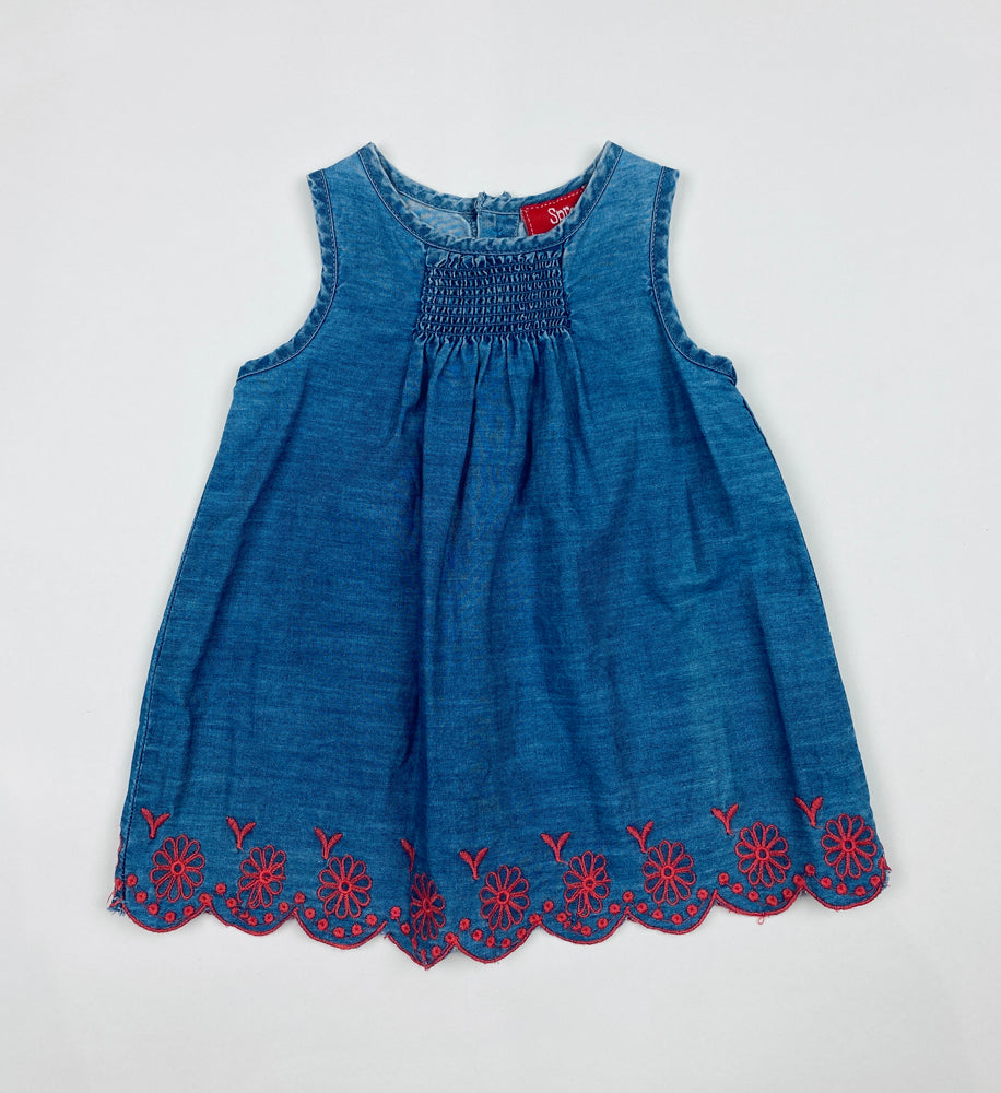 Sprout Chambray Embroidered Dress